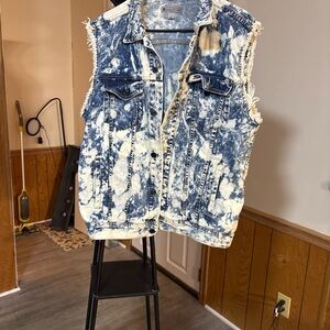 Distressed Denim Vest new without tags